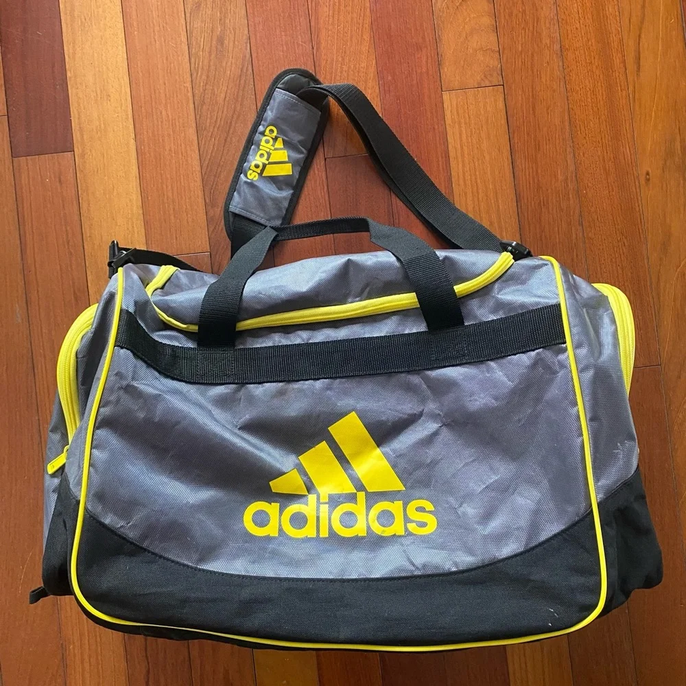 Adidas Grey and Yellow‎ Men's Duffel Bag Adjustable strap multi pockets